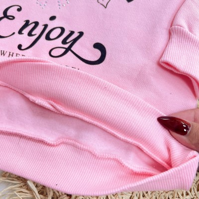 Conj. Casaco de Moletom Where You Are e Calça Legging Laços - Rosa